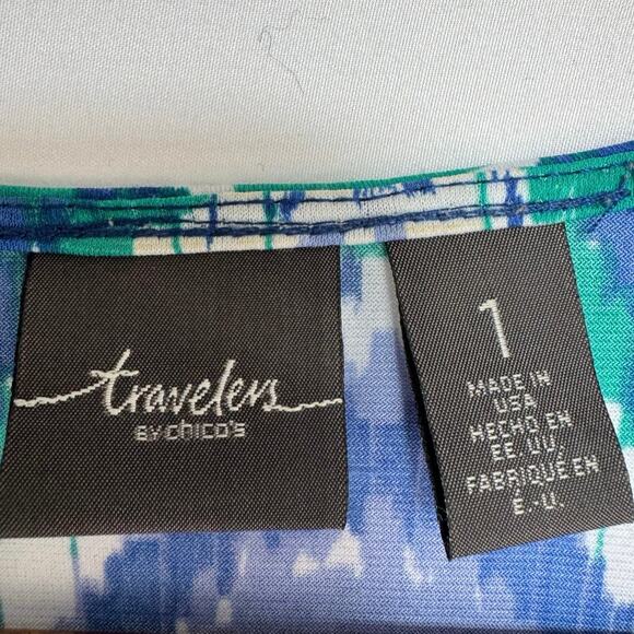 Chico’s Travelers Women’s 1 (M) Open Front Cardigan Blue Slinky Tunic Length EUC - Picture 3 of 10